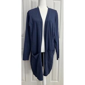 Duluth Trading Open-Front Cardigan Sweater Women's Medium Blue Long Sleeve Cozy